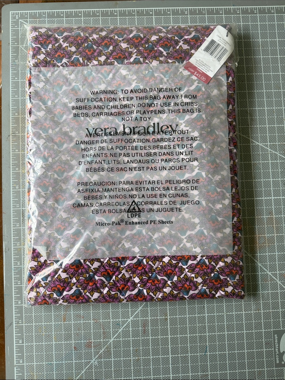 Vera Bradley Purple and Pink Floral Laptop Sleeve